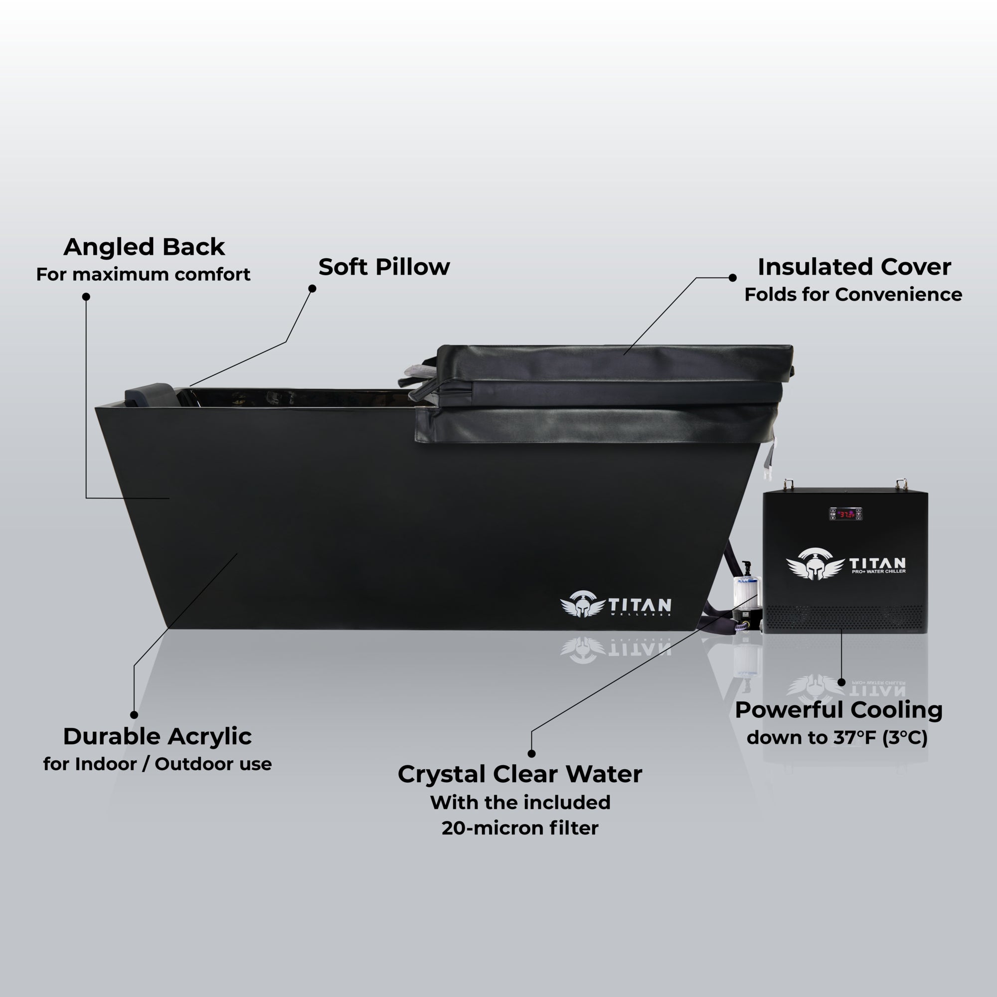 Titan Wellness® Apex Acrylic Cold Plunge Tub - Midnight Black