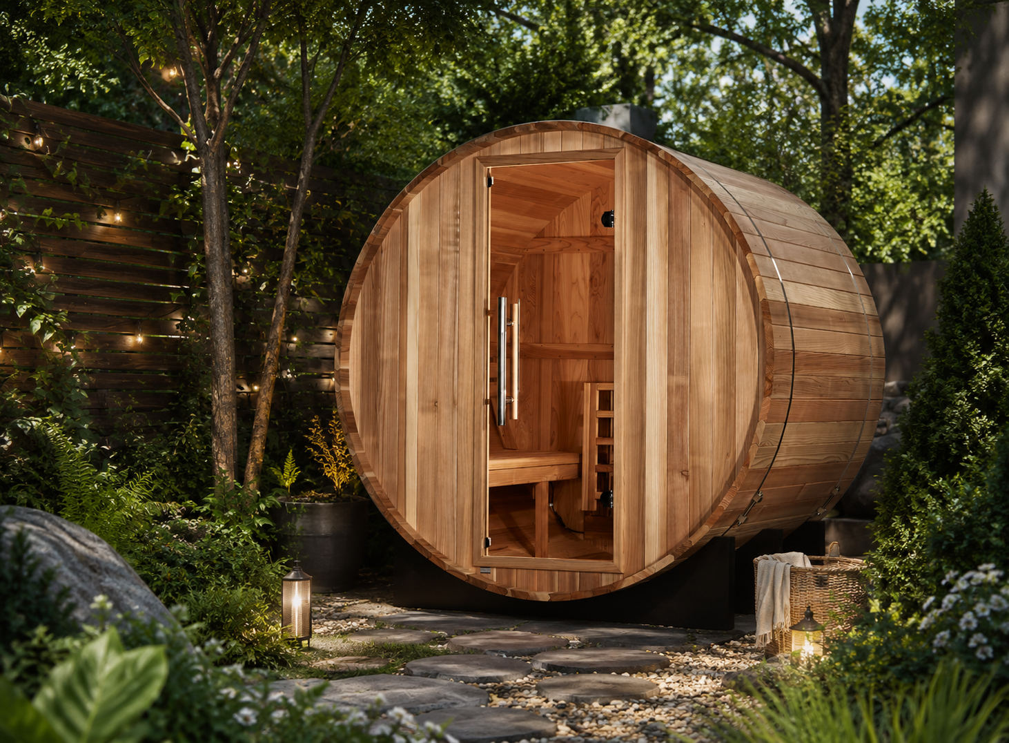 Golden Designs St. Moritz Barrel Sauna — Best for a compact outdoor sauna space